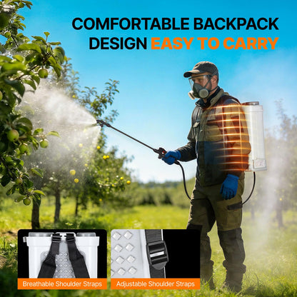 OGERY Battery Powered Backpack Sprayer 4 Gallon, 2.6Ah 21V Battery Electric Pump Sprayer with 6 Nozzles, Telescopic Stainless Steel + Plastic Wand for Lawn Garden Weed Yard Cleaning (Charger Included)
