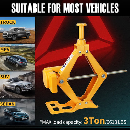 E-HEELP Electric Car Jack 3T Scissor Floor Jack Set 12V Automatic Vehicle Lift Kit with Impact Wrench & Inflator for Sedans(Lifting rang: 4.72~14.57 inch)