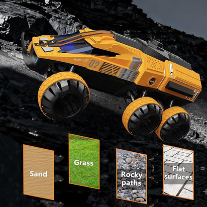Remote Control Car 6-Wheel Drive 2.4GHz 1:12 RC Truck Toy Off Road with Headlights Turn Signal Lights and 2 Rechargeable Batteries Gifts for Kids Adults Age 8+ (Yellow)
