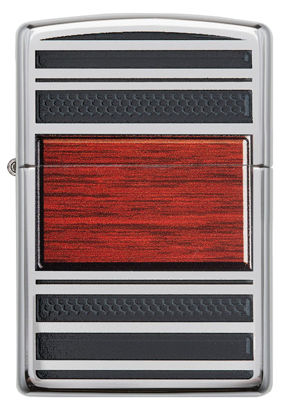 Zippo Wood Grain High Polish Chrome Pipe Pocket Lighter