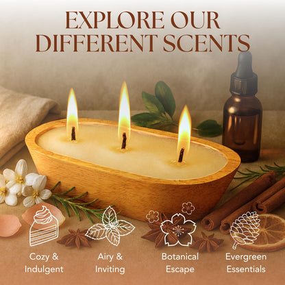 Dough Bowl Candle Co. Eucalyptus Candle - Fresh Scented Candles with 100% Soy Wax for Home, Bath, Kitchen, 10x6 Large 3-Wick Aromatherapy for Women Men, Strong Scented Luxury Home Decor, 40H Burn