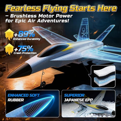 DEERC F18 4 Channel RC Plane for Adults Remote Control Airplane Fighter Jet2.4GHz 6-axis Gyro Stabilizer RTF Hobby Glider Aircraft Plane with 2 Batteries Easy to Fly for Adults Boys
