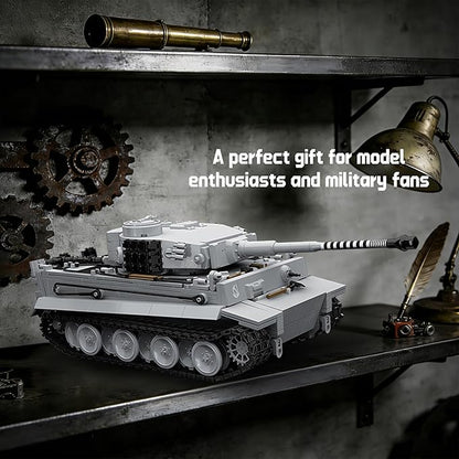 WW2 Tiger Heavy Tank S04 Building Sets Panzer VI Army Military Vehicles Collectible Model for Adults Boys 14+ 1544PCS White