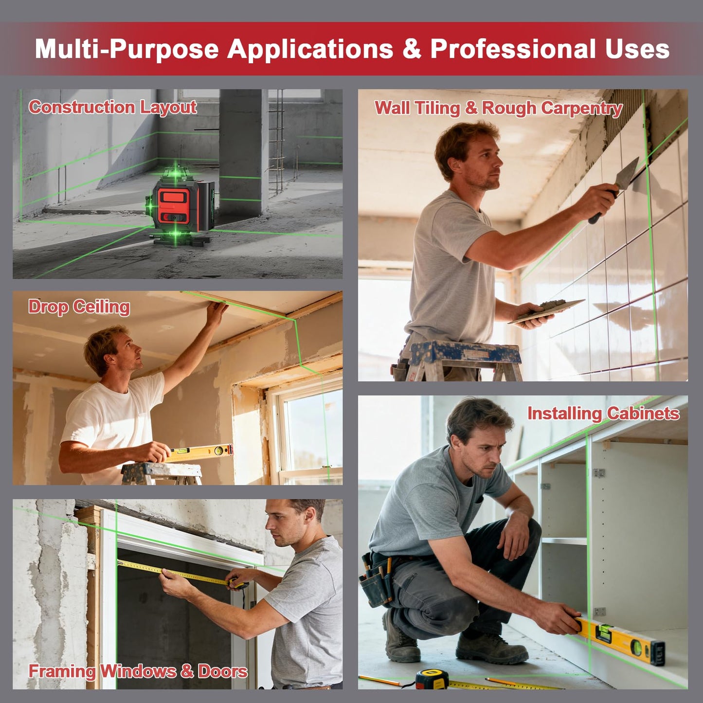 Laser Level, 4D 16 Lines 4x360°Self-Leveling Green Beam with Tripod & Remote, Cross Line Construction Tool for Flooring, Renovation and Home Projects