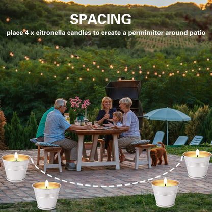 Citronella Candles Outdoor, 12 Pack Citronella Candle Set Made with Citronella Oils and Natural Soy Wax, 120 Hour Burn Time, 2 oz Small Bucket Candles for Patio, Home, Backyard