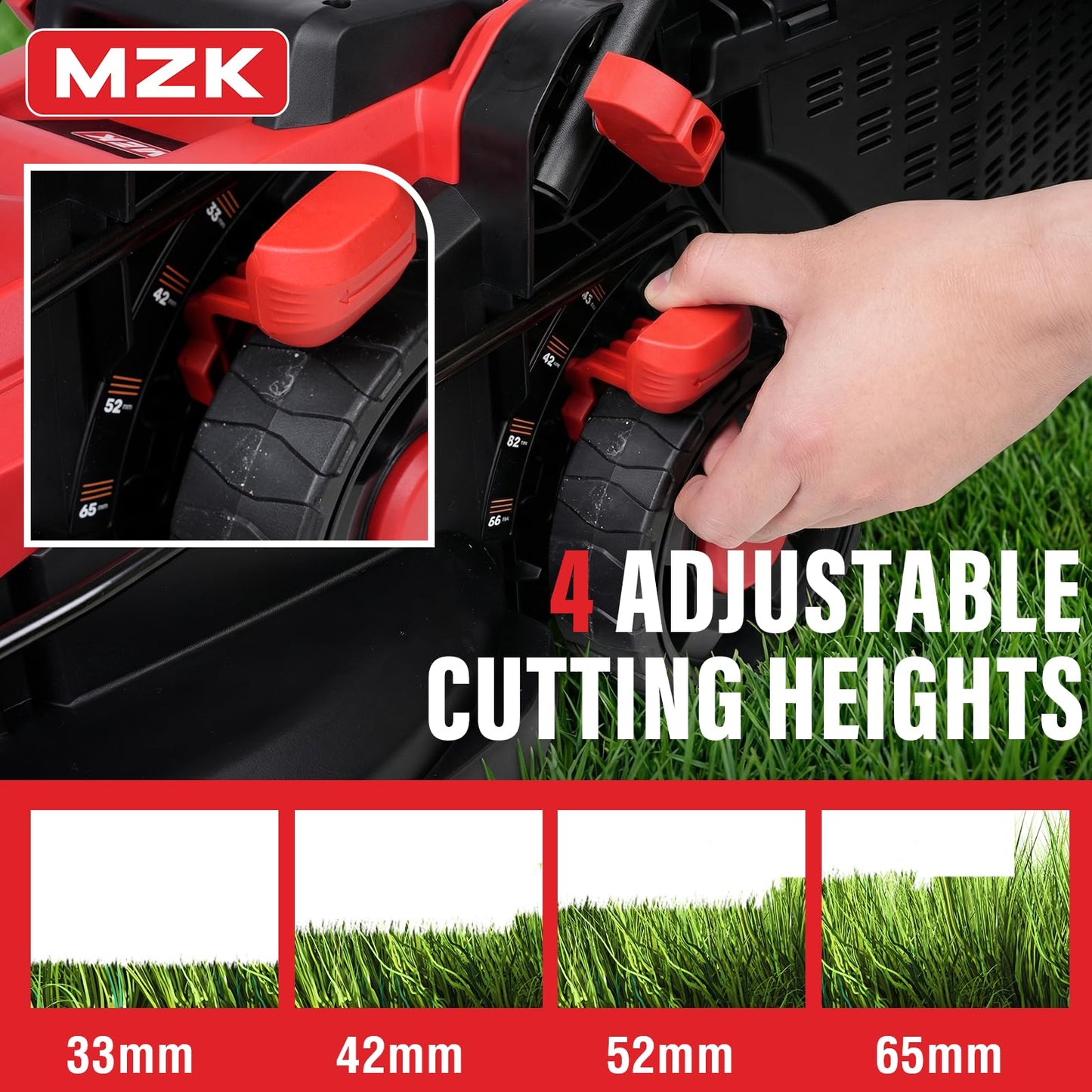 MZK 20V 13" Electric Lawn Mower, Brushless Cordless Lawn Mower with 4-Position Height Adjustment, Walk-Behind Push Mowers with 8 Gallon Grass Bag, 2 x 4.0Ah Batteries & Charger Included, LM13B8