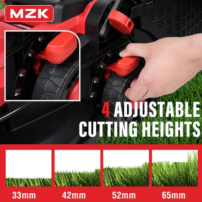 MZK 20V 13" Electric Lawn Mower, Brushless Cordless Lawn Mower with 4-Position Height Adjustment, Walk-Behind Push Mowers with 8 Gallon Grass Bag, 2 x 4.0Ah Batteries & Charger Included, LM13B8