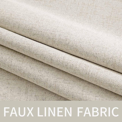 MIULEE Blackout Linen Curtains - 100% Thermal Insulated Room Darkening Drapes | Beige, 52x84 Inch (2 Panels)