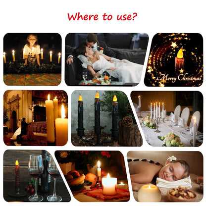 CVHOMEDECO. Real Wax Hand Dipped Battery Operated LED Timer Taper Candles Country Primitive Flameless Lights Décor, 4-3/4 Inch, Brown, 2 PCS in a Package