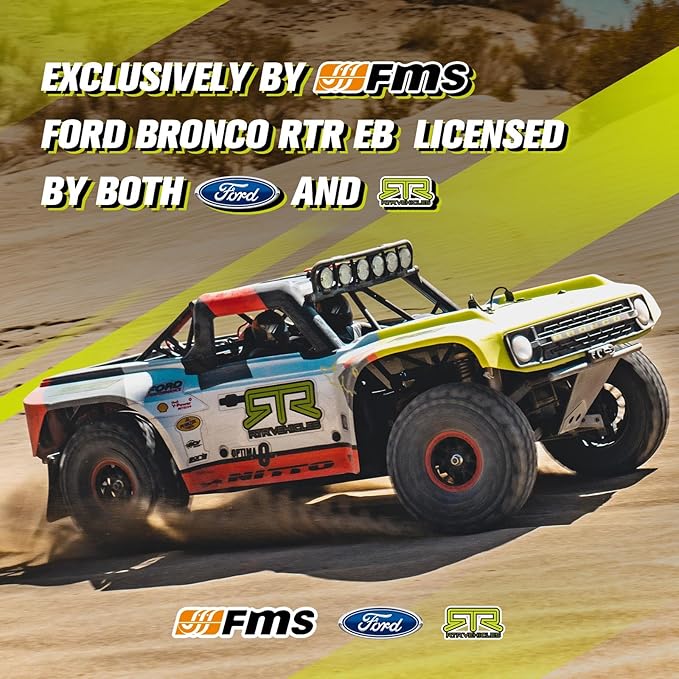 FMS 1/7 Ford Bronco RTR EB Fast RC Truck – Licensed by Ford &amp RTR Vehicles 80km/h Short Course Truck 4WD Brushless RC Car CNC Metal Parts Off-Road Rock Crawler 4x4 for Adults (2024 paint schem
