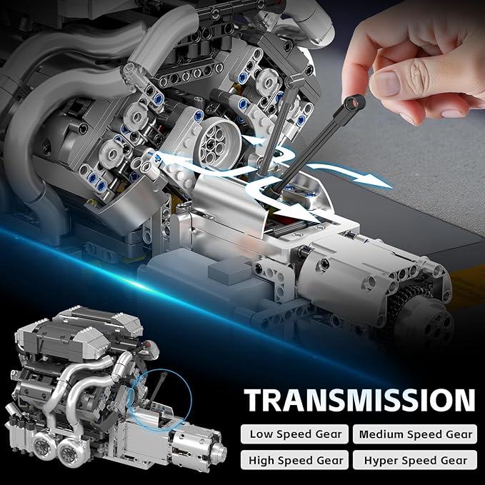 Mould King 10201 W16 Engine Building Kit for Adults MOC W16 Engine Model Toy for Display STEM Car Engine Building Project for Adult (2024 PCS)