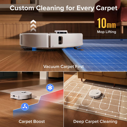 roborock Qrevo S Pro Robot Vacuum and Mop, 18,500Pa Suction, Multifunctional Dock with 167℉ Mop Self-Cleaning, Smart Obstacle Avoidance, Anti-Tangle Brush, Liftable Spinning Mop, White