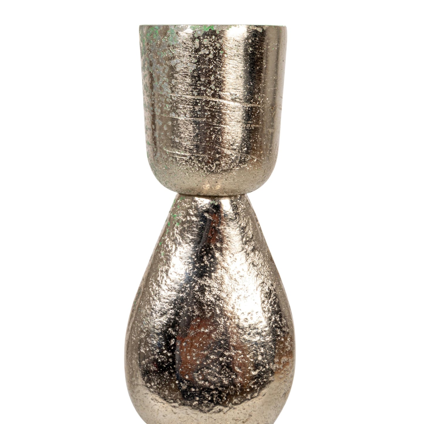 Bloomingville Cast Aluminum Stacked Taper Holder, Silver Finish