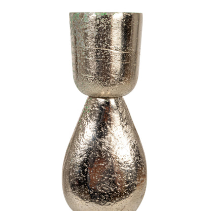 Bloomingville Cast Aluminum Stacked Taper Holder, Silver Finish