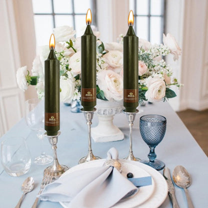 Olive Candles 4 PCS Taper Candle Unscented Tapered 7 inch Smokeless Candlesticks Candles Sticks Gift Idea Table Decor Housewarming Dinner