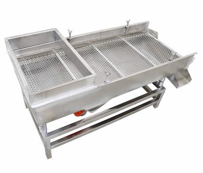 TECHTONGDA Straight Vibrating Sieve Screen Shaker Electric Linear Sifter Machine Stainless Steel One Layer Two Motor 10mm Screen Size 15.7×37.4inch 110V