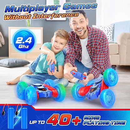 NQD Spider Remote Control Car- Double Sided 360°Rotate RC Stunt Car with Wheel Lights 4WD Off-Road RC Cars 2.4Ghz Indoor/Outdoor Rechargeable Toy Car for Boys Age 4-7 8-12 Birthday Xmas Gift