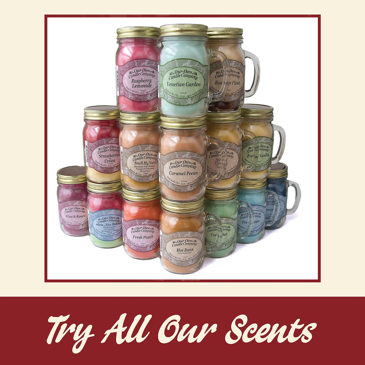 Our Own Candle Company Apple Pie Cinnamon Vanilla Scented Mason Jar Candle, 100 Hour Burn Time, Made in The USA - 13 Ounces