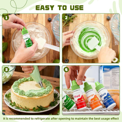 Natural Food Coloring Liquid Set - 6 Vibrant Color Food Grade