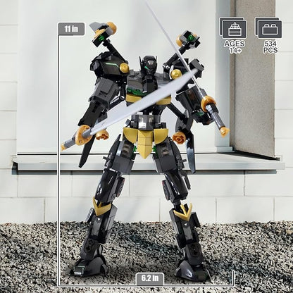 HIGH GODO Black Bat Mech Building Blocks Set for Adults Robot Model Building Kit with Wings and Swords Weapons 534 Pieces Creative Collectible Gift for Teens