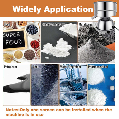 Automatic Powder Sifter Machine, 30 Mesh 50 Mesh Stainless Steel Sieve Shaker, 110V Vibrating Sifter for Flour & Powder, 2 Screens Included