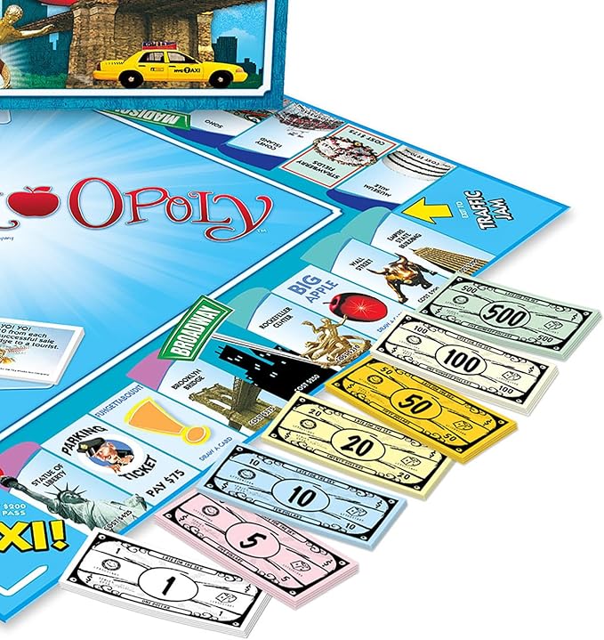 Late for The Sky New York Opoly – Property Trading Family Board Game 2–6 Players NYC Landmarks Educational City Theme Fast Play 60-Minute Option Ages 8+ Great Gift &amp Souvenir