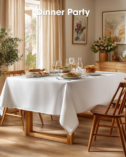 Pureegg Rectangle Table Cloth 60" x 84" – Durable Polyester Tablecloth Offers Reusable & Washable Protection, Ideal for Outdoor Party, Picnic, Wedding, Banquet and Birthday, 1 Pack, White