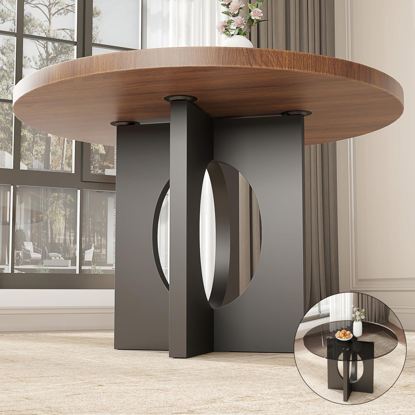 FUSHIAIPTC Heavy Duty Dining Table Base, 30 Inch Metal Leg, Modern Reinforced Steel Office Base, Glass, Wood and Marble Table Tops are All Adaptable