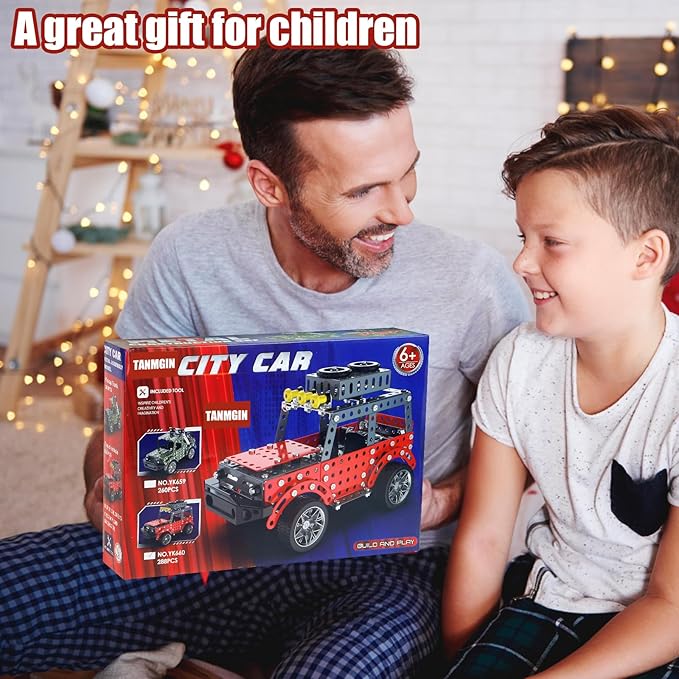 288PCS Metal Model Car Kits Erector Set Building Set for Kids Aged 8 and Up 4x4 and Off-Road Vehicle Model Car Kits Toy Playset Birthday Gift for Boys 8-12 13 14+ Years Old SUV Truck for Adults