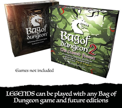 Bag of Dungeon Bag of Dungon Legends Character Expansion Pack - use with Any Board Game - with Added Destiny Skill Cards Encounter Cards and 4 new Brave Heroes - (2nd Edition)