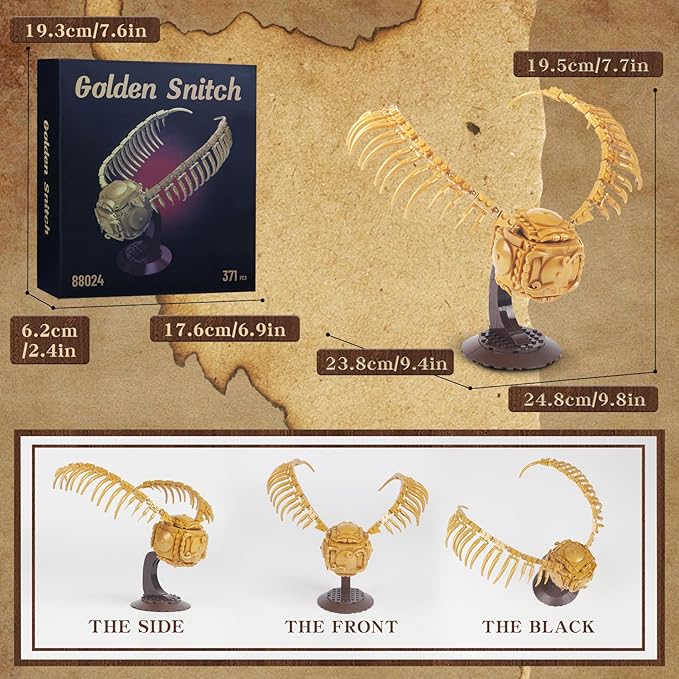 Golden Snitch Building Blocks Set Compatible with Lego Particle SizeUnique Harry Snitch Design Model DecorationCreative Gift for 6+ BoysGirls or Adults
