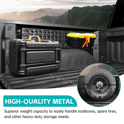 OUSUWO Side Truck Bed Molle Panel Rack System Compatible with 2019-2025 Chevy Silverado/GMC Sierra 1500 5.8FT Accessories Cargo Storage Organizer Tools Rack for 19-25 Chevrolet Silverado Accessories