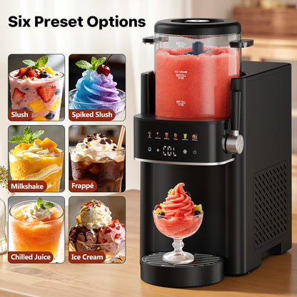 Ranvaira Slushie Machine, Ice Cream Maker, Slushy Machine for Home and Families, No ice needed with Rapid Chill & Temperature Control, Multi-function for Margarita, Frappé, Easy to Clean, Black