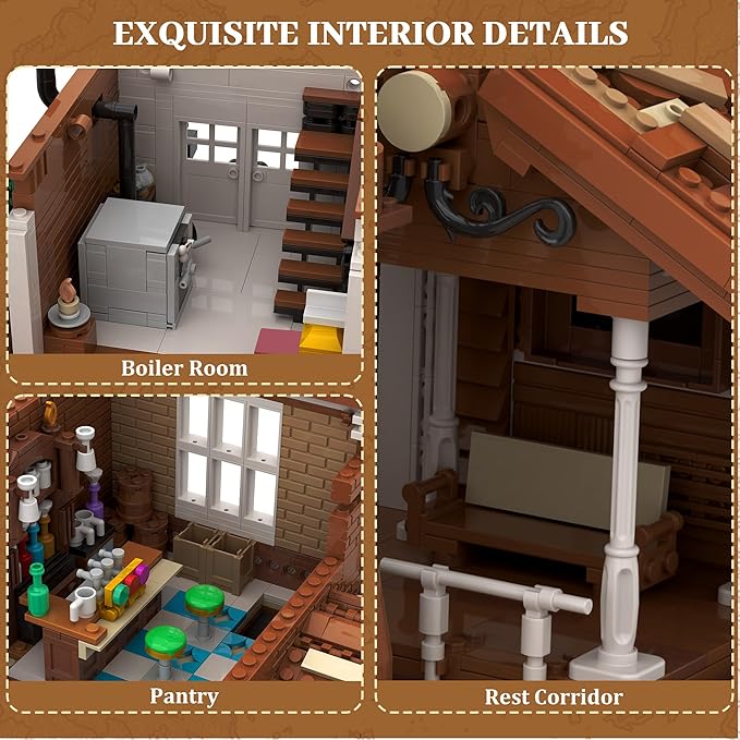 Western Train Station Building Set for Adults 3885 PCS West Steam Train Model Kit with Station Creative Collectible Home Décor Display Kit for Adults and Teens 14+