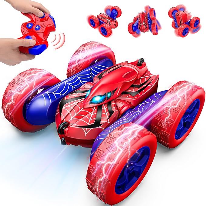 RC Cars Toys for 3 4 5 6 7 8 9 10 Year Old BoysDouble Sided 360° Flip 4WD Remote Control Car 2.4GHz Electric Rechargeable Toys for Ages 4-6 5-7 for Birthday Christmas Basket Stuffers