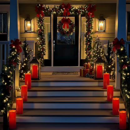 Homemory 4"x10" Burgundy Flameless Candles, Red Candles, Outdoor Waterproof Flameless Candles with Remote and Timers, Battery Operated LED Pillar Candles, Christmas Decor, Won't Melt Plastic, Set of 2