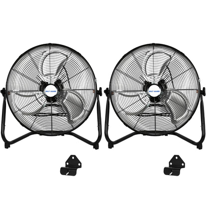 BILT HARD 4600 CFM 20" High Velocity Floor Fan, 3-Speed Heavy Duty Metal Fan with Wall-Mounting System, Industrial Shop Fan for Commercial, Garage, and Greenhouse, 2 Pack