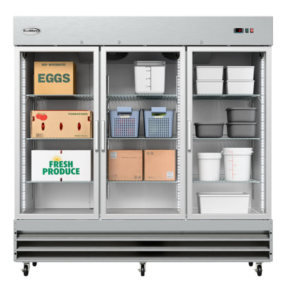 KoolMore RIR-3D-GD Commercial Refrigerator, Triple Door, Stainless Steel,66.5 cubic feet