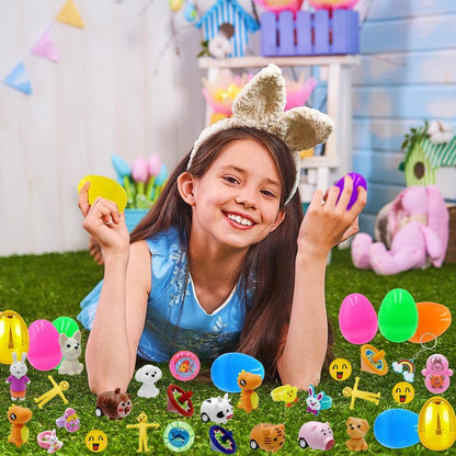 ZICZLI 50 Pack Prefilled Easter Eggs with Assorted Toys Inside Surprise Golden Eggs, Easter Egg Hunt Supplies and Basket Stuffers, Bulk Easter Party Favors Gifts for Kids Boys Girls Toddlers