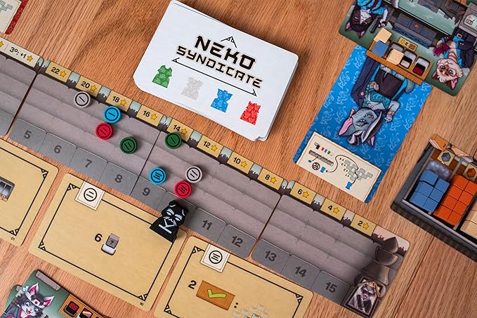 25th Century Games Neko Syndicate Board Game Strategic Tableau-Building Card Game 1-4 Players Ages 14+ 30 Min Playtime Solo Mode Sushi Theme