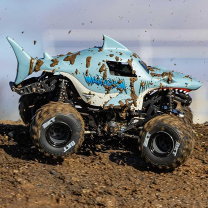 Losi 1/18 Mini LMT Megalodon 2S 4X4 RTR Brushed Monster Truck Battery &amp Charger Included Blue LOS01026T3