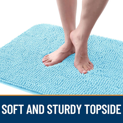 OLANLY Dog Door Mat - Absorbent Non-Slip Washable Chenille Mat for Muddy Paws | 59x35 Inches, Blue