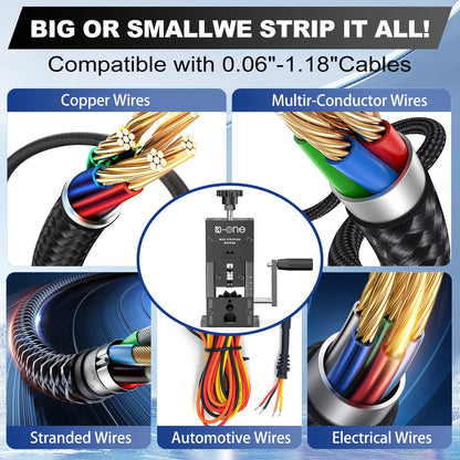 180W Automatic Wire Stripper Machine, Electric Wire Stripper For 0.06-1.18"（1.5-30mm）, Wire Stripping Tool for Copper Cable Recycling, 80ft/min