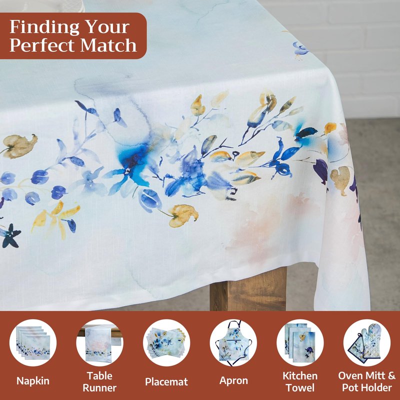 Maison d' Hermine Table Cloth Rectangle Table 100% Cotton 60 x 120 Inches Tablecloth Reusable Decorative for Dining Kitchen Room Farmhouse Home Gifts for Mothers Day Spring Summer - Lazy Summer Days