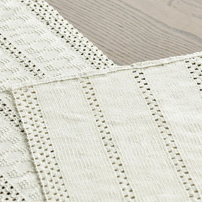 Artoid Mode Beige Farmhouse Woven Rustic Hollow Table Runner, Seasonal Holiday Hollow Kitchen Dining Table Decoration for Home Party Decor 12x72 Inch