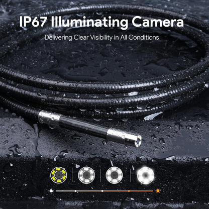 DEPSTECH Articulating Borescope Camera with Light, 5" IPS HD Screen, Industrial Endoscope Inspection Camera with Two-Way Articulated Probe, 0.24'' Flexible Snake Scope for Wall Automotive Engine - 5FT