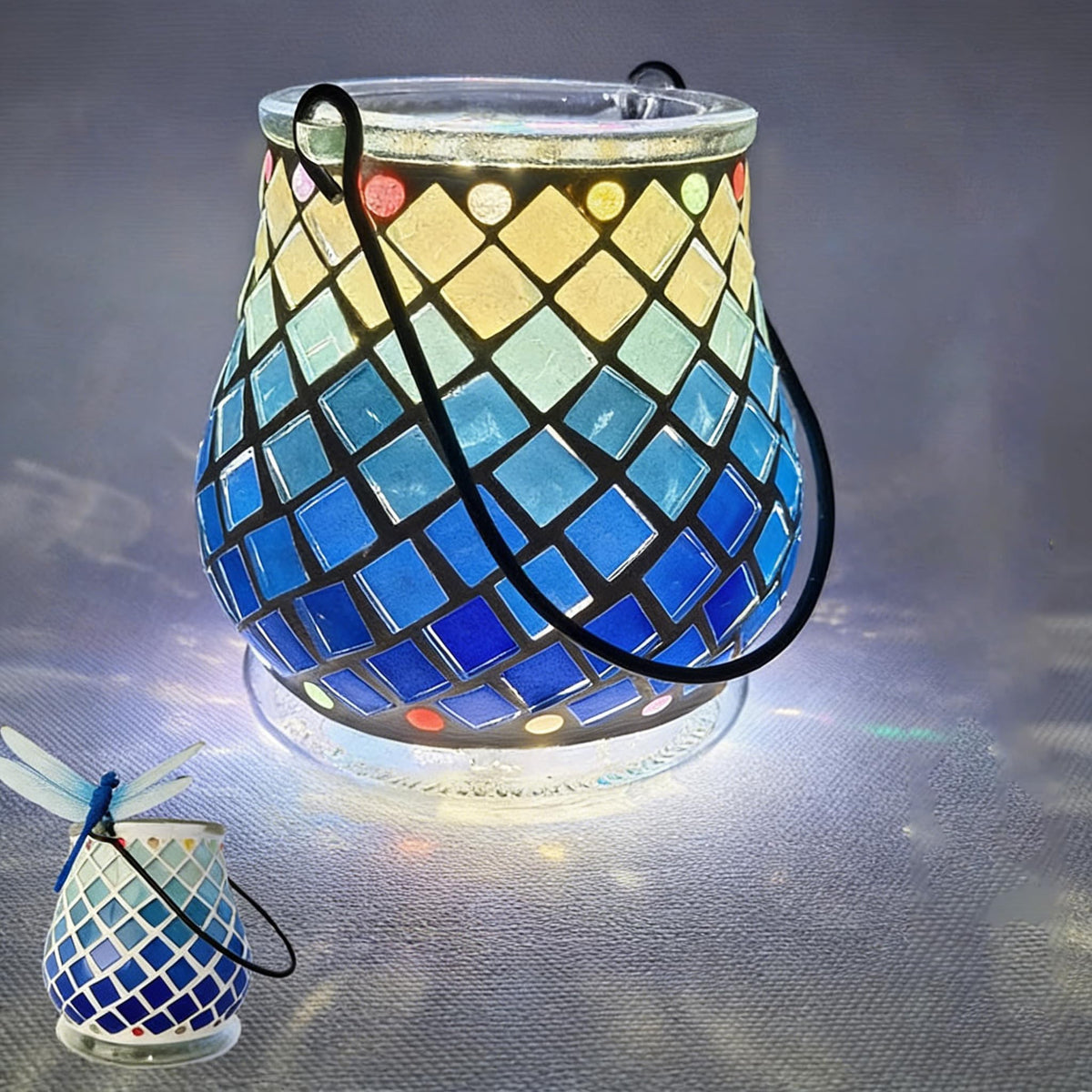 Maimeili Mosaic Candle Holder DIY Kits Stained Glass Handmade Candlestick with Handle Tealight Decor for Home Lighting Birthday Christmas(NO Candles)