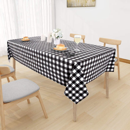 sancua Checkered Vinyl Square Tablecloth - 54 x 54 Inch - 100% Waterproof Oil Proof Spill Proof PVC Table Cloth, Wipe Clean Table Cover for Dining Tables, Buffet Parties and Camping, Black and White