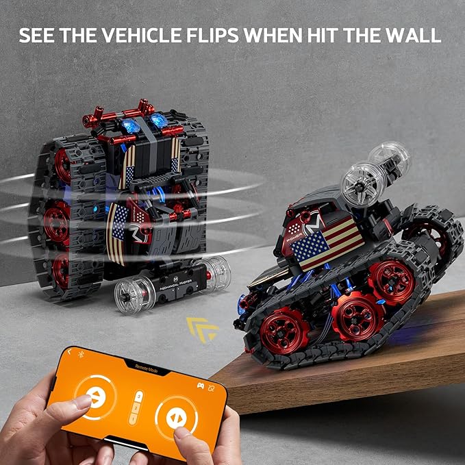 JOJO&ampPeach Stem Building Toys Remote &amp APP Controlled 4 in 1 Wall Robot/Stunt Car/Triangle Robot STEM Projects Creative Gifts Toys for Boys Girls 6-12 (560 Pieces)