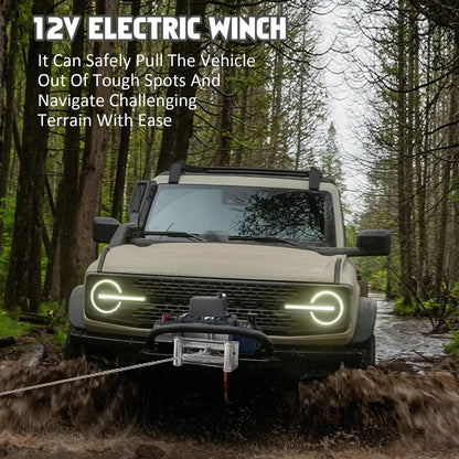 13,800 LBS Electric Winch, IP67 Waterproof 12v Truck Winch with 85Ft Red Synthetic Rope, Wireless & Wired Remote, Heavy Duty Power Winch for UTV, Off-Road, Towing, ATV & SUV